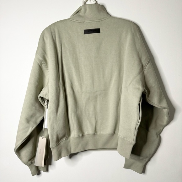Essentials Green 1/2 Zip Pullover Sweatshirt - Picture 8 of 10